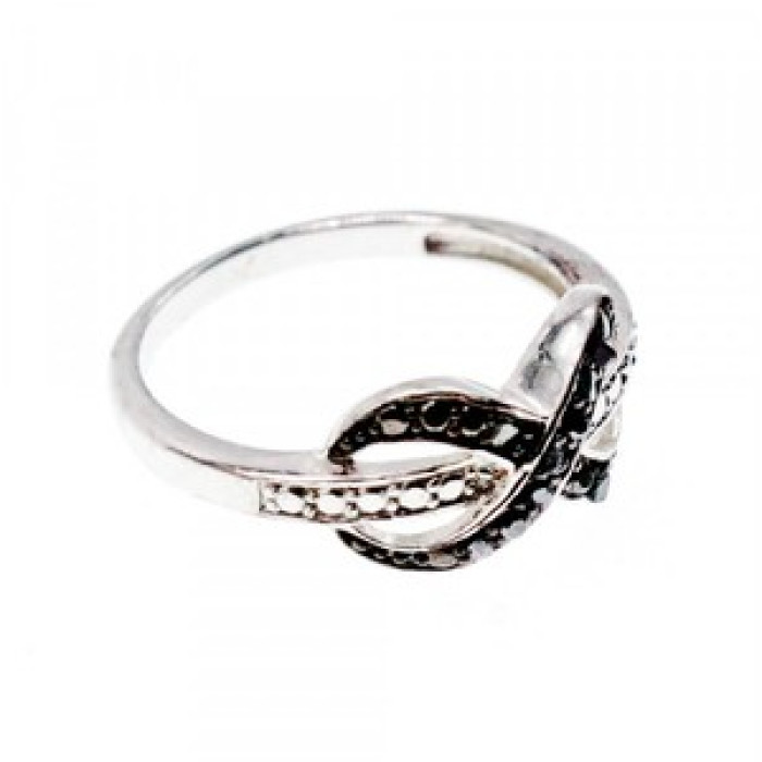 925 White & Blackened Sterling Silver Ring Size 7