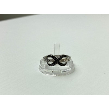 925 White & Blackened Sterling Silver Ring Size 7