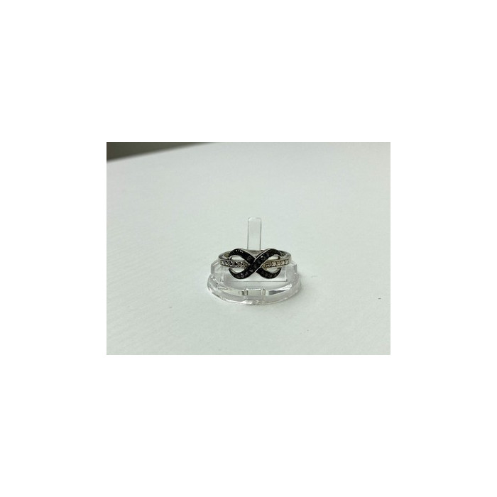 925 White & Blackened Sterling Silver Ring Size 7