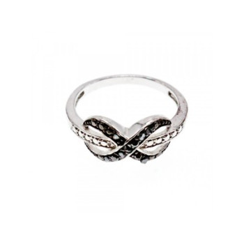 925 White & Blackened Sterling Silver Ring Size 7