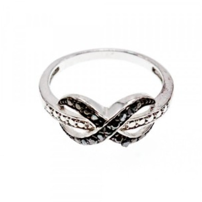 925 White & Blackened Sterling Silver Ring Size 7