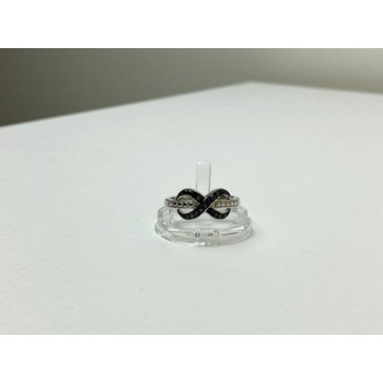 925 White & Blackened Sterling Silver Ring Size 7