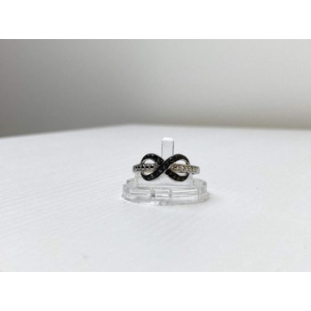 925 White & Blackened Sterling Silver Ring Size 7