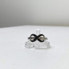 925 White & Blackened Sterling Silver Ring Size 7