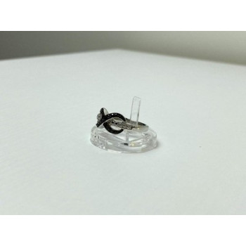 925 White & Blackened Sterling Silver Ring Size 7