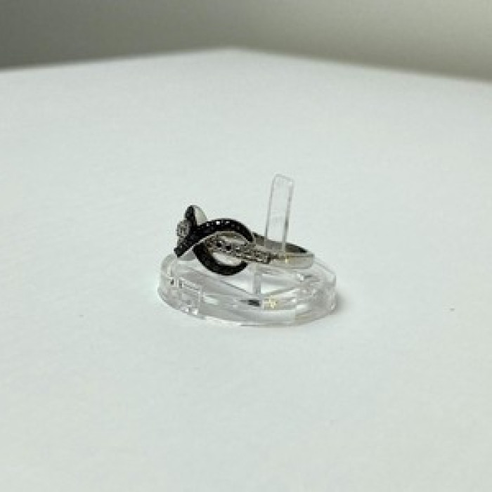 925 White & Blackened Sterling Silver Ring Size 7