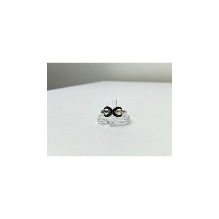 925 White & Blackened Sterling Silver Ring Size 7