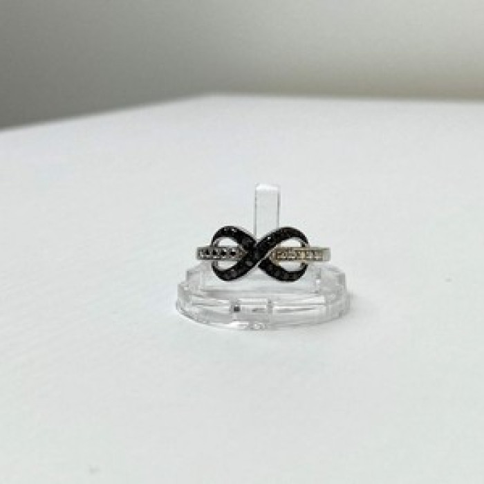 925 White & Blackened Sterling Silver Ring Size 7