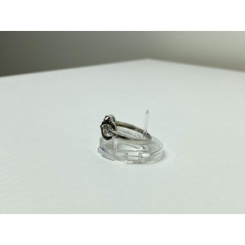 925 White & Blackened Sterling Silver Ring Size 7