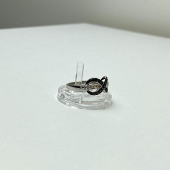 925 White & Blackened Sterling Silver Ring Size 7