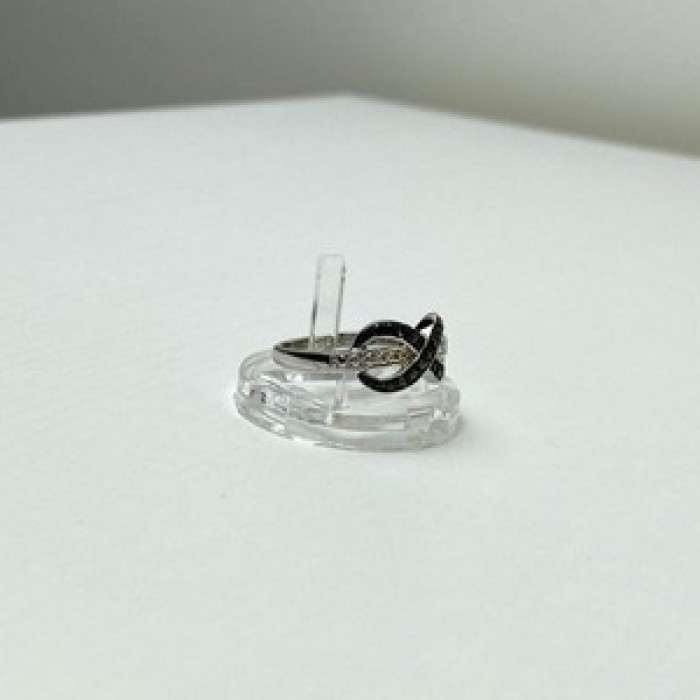925 White & Blackened Sterling Silver Ring Size 7