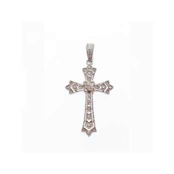 925 STERLING SILVER DIAMONDS CROSS PENDANT