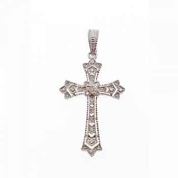 925 Sterling Silver Diamonds Cross Pendant
