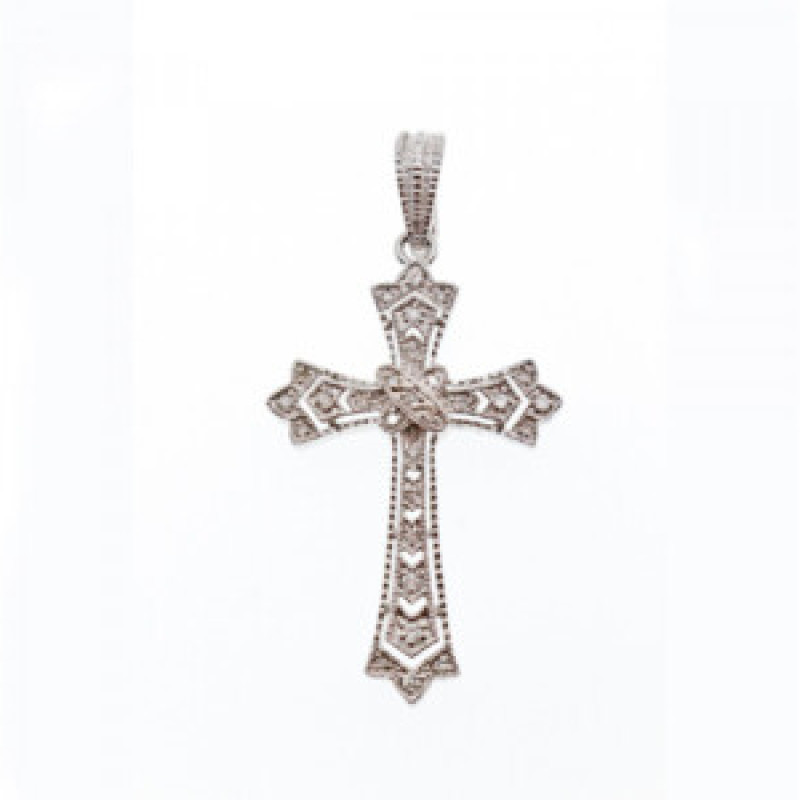 925 Sterling Silver Diamonds Cross Pendant