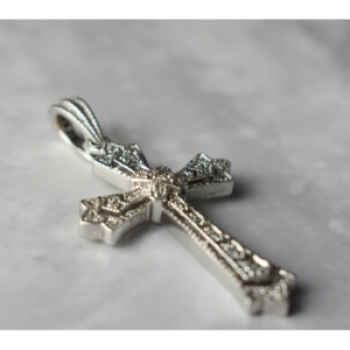 925 Sterling Silver Diamonds Cross Pendant