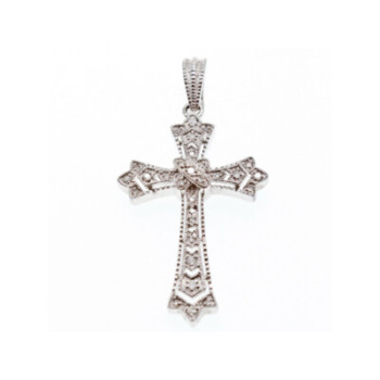 925 STERLING SILVER DIAMONDS CROSS PENDANT