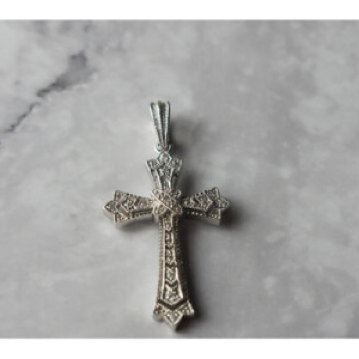 925 Sterling Silver Diamonds Cross Pendant