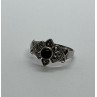 925 Sterling Silver Onyx & Marcasite Ring Size 7