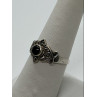 925 Sterling Silver Onyx & Marcasite Ring Size 7
