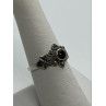 925 Sterling Silver Onyx & Marcasite Ring Size 7