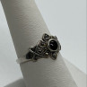 925 Sterling Silver Onyx & Marcasite Ring Size 7