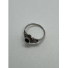 925 Sterling Silver Onyx & Marcasite Ring Size 7