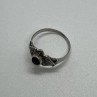 925 Sterling Silver Onyx & Marcasite Ring Size 7