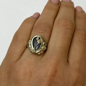 925 Sterling Silver Black Onyx Ring Size 6.5
