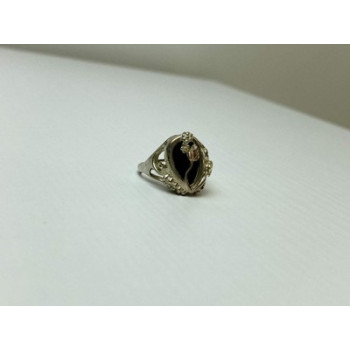 925 Sterling Silver Black Onyx Ring Size 6.5