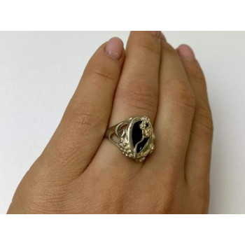 925 Sterling Silver Black Onyx Ring Size 6.5