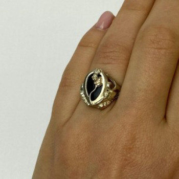 925 Sterling Silver Black Onyx Ring Size 6.5