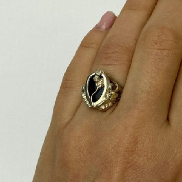 925 Sterling Silver Black Onyx Ring Size 6.5
