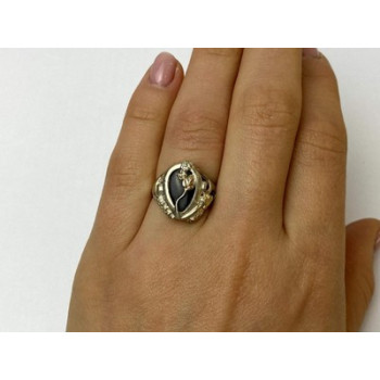 925 Sterling Silver Black Onyx Ring Size 6.5
