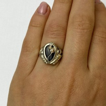 925 Sterling Silver Black Onyx Ring Size 6.5