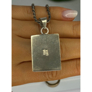 Vintage 925 Sterling Silver Turquoise Necklace Length 18 inch