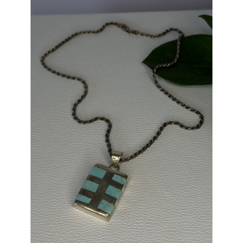 Vintage 925 Sterling Silver Turquoise Necklace Length 18 inch
