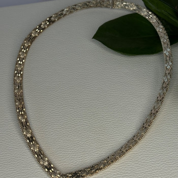 Elegant Italy 925 Sterling Silver Necklace Length 17.5 Inch