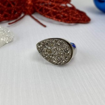 925 Sterling Silver Pyrite Ring Size 8