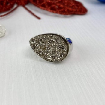 925 Sterling Silver Pyrite Ring Size 8