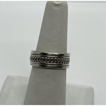 925 Sterling Silver & Spinner Geo Art Ring Size 7