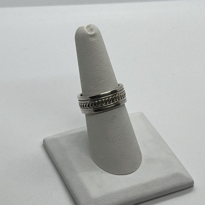 925 Sterling Silver & Spinner Geo Art Ring Size 7