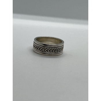 925 Sterling Silver & Spinner Geo Art Ring Size 7