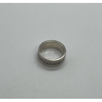 925 Sterling Silver & Spinner Geo Art Ring Size 7
