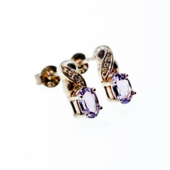 925 Sterling Silver Purple Iolite Stud Earrings