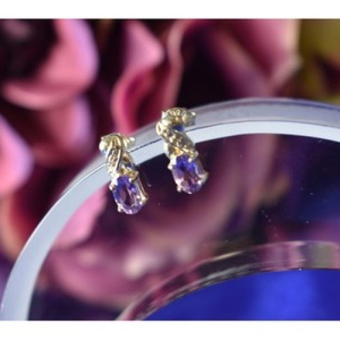 925 Sterling Silver Purple Iolite Stud Earrings