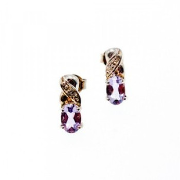 925 Sterling Silver Purple Iolite Stud Earrings