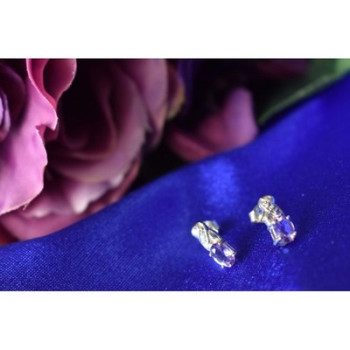 925 Sterling Silver Purple Iolite Stud Earrings