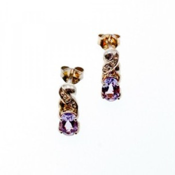 925 Sterling Silver Purple Iolite Stud Earrings