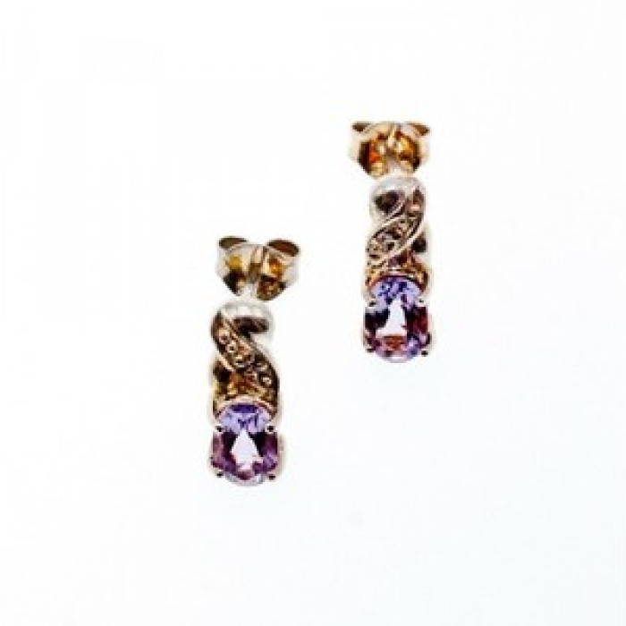 925 Sterling Silver Purple Iolite Stud Earrings