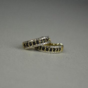 925 Sterling Silver Gold Plated Black Spinel Earrings